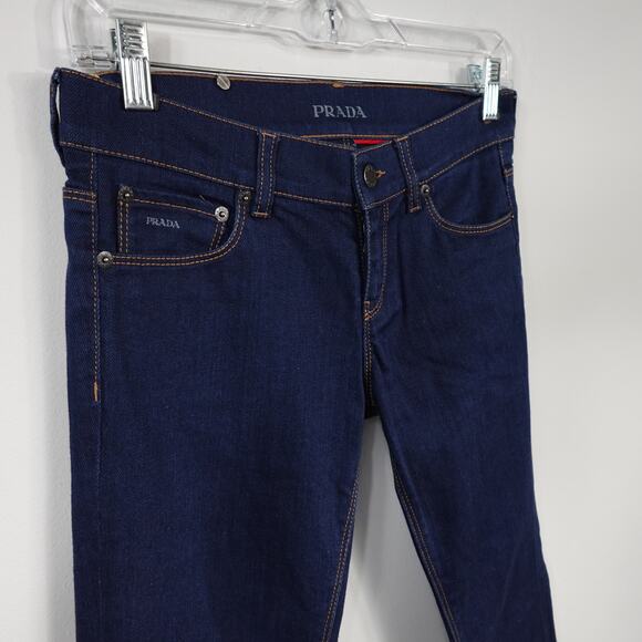 Vintage Y2K Prada Low Rise Regular Fit Straight Bootcut Blue Jeans - Picture 8 of 12